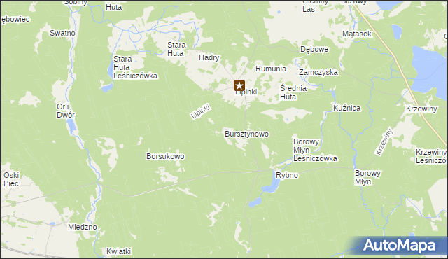 mapa Bursztynowo gmina Warlubie, Bursztynowo gmina Warlubie na mapie Targeo