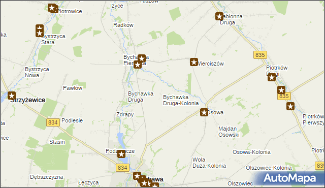 mapa Bychawka Druga-Kolonia, Bychawka Druga-Kolonia na mapie Targeo