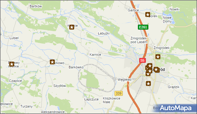 mapa Bychowo gmina Żmigród, Bychowo gmina Żmigród na mapie Targeo