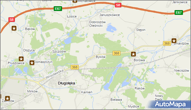 mapa Byków, Byków na mapie Targeo