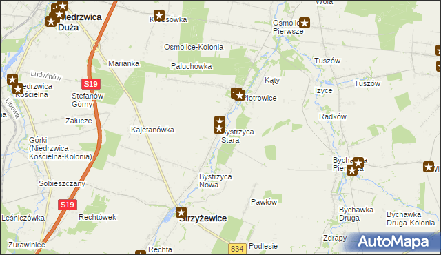 mapa Bystrzyca Stara, Bystrzyca Stara na mapie Targeo