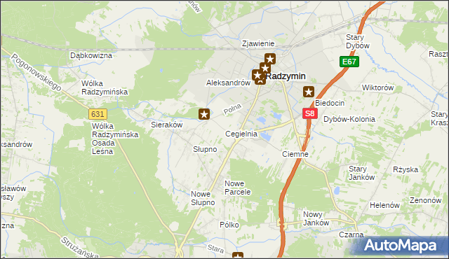 mapa Cegielnia gmina Radzymin, Cegielnia gmina Radzymin na mapie Targeo