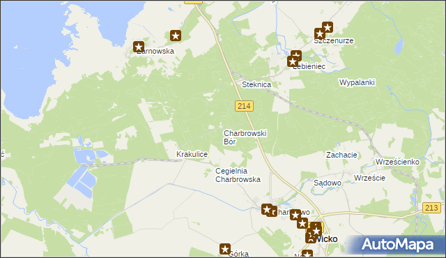 mapa Charbrowski Bór, Charbrowski Bór na mapie Targeo