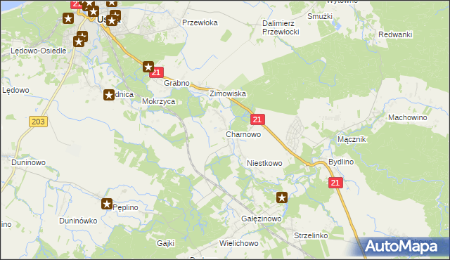 mapa Charnowo gmina Ustka, Charnowo gmina Ustka na mapie Targeo