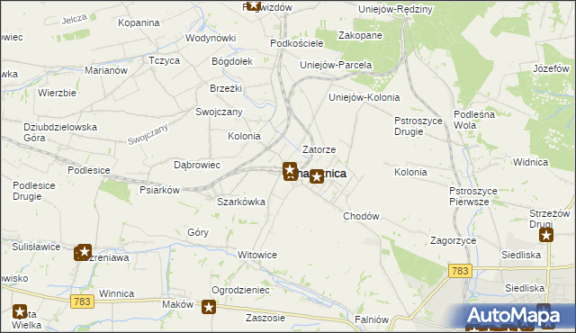mapa Charsznica, Charsznica na mapie Targeo