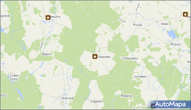 mapa Chłopowo gmina Myślibórz, Chłopowo gmina Myślibórz na mapie Targeo