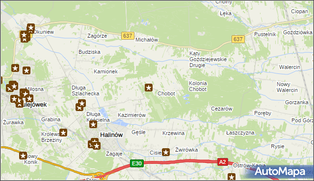 mapa Chobot gmina Halinów, Chobot gmina Halinów na mapie Targeo