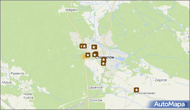 mapa Chocianów, Chocianów na mapie Targeo