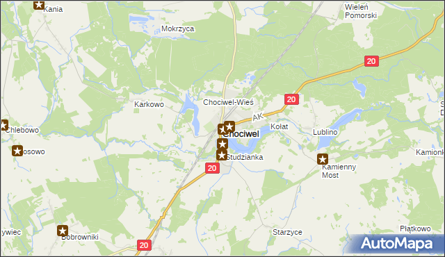 mapa Chociwel powiat stargardzki, Chociwel powiat stargardzki na mapie Targeo