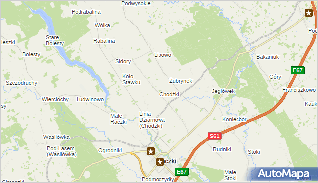 mapa Chodźki, Chodźki na mapie Targeo