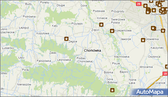 mapa Chorkówka, Chorkówka na mapie Targeo