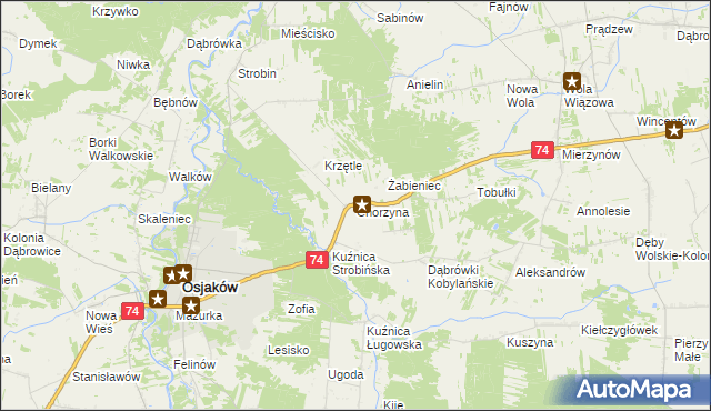 mapa Chorzyna, Chorzyna na mapie Targeo