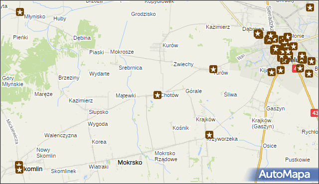 mapa Chotów gmina Mokrsko, Chotów gmina Mokrsko na mapie Targeo