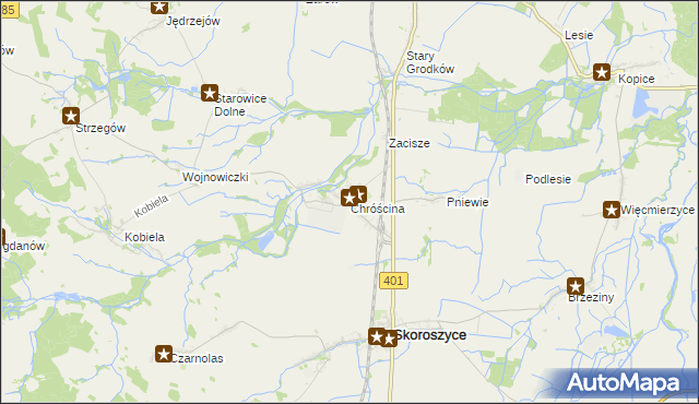 mapa Chróścina gmina Skoroszyce, Chróścina gmina Skoroszyce na mapie Targeo
