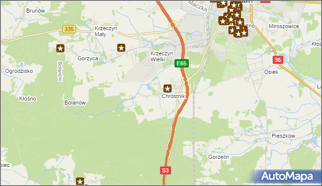 mapa Chróstnik, Chróstnik na mapie Targeo