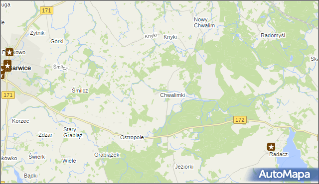 mapa Chwalimki, Chwalimki na mapie Targeo