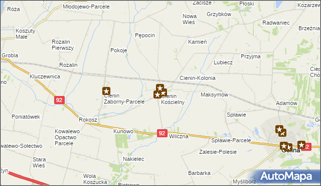 mapa Cienin Kościelny, Cienin Kościelny na mapie Targeo