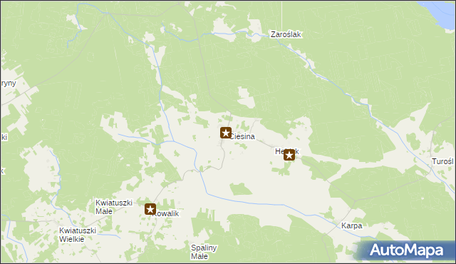 mapa Ciesina, Ciesina na mapie Targeo