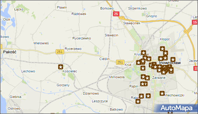 mapa Cieślin gmina Inowrocław, Cieślin gmina Inowrocław na mapie Targeo