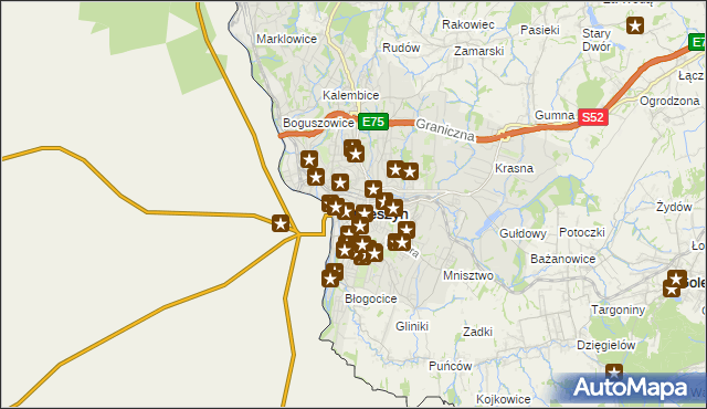 mapa Cieszyna, Cieszyn na mapie Targeo