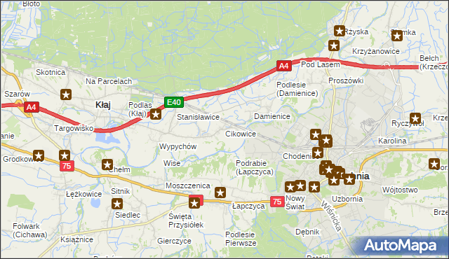 mapa Cikowice, Cikowice na mapie Targeo