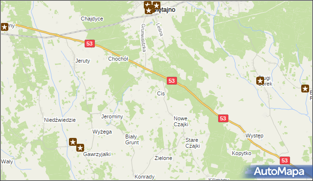 mapa Cis gmina Świętajno, Cis gmina Świętajno na mapie Targeo