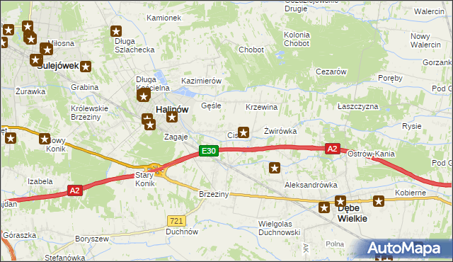 mapa Cisie gmina Halinów, Cisie gmina Halinów na mapie Targeo