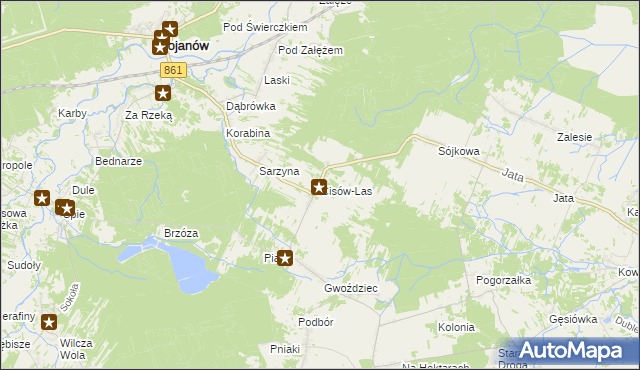 mapa Cisów-Las, Cisów-Las na mapie Targeo