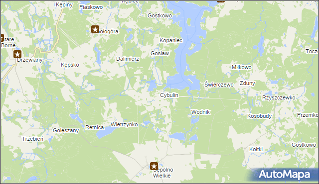 mapa Cybulin gmina Biały Bór, Cybulin gmina Biały Bór na mapie Targeo