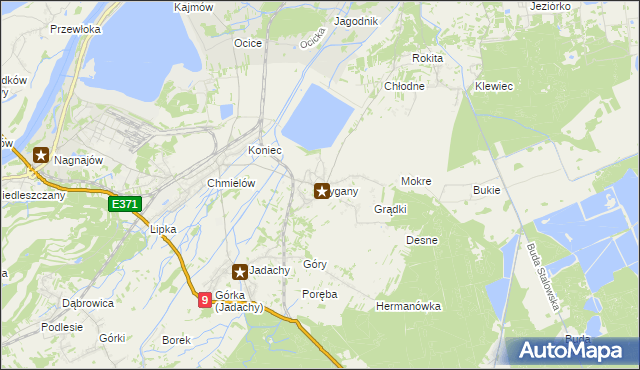 mapa Cygany gmina Nowa Dęba, Cygany gmina Nowa Dęba na mapie Targeo