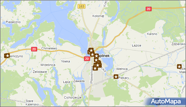 mapa Czaplinek powiat drawski, Czaplinek powiat drawski na mapie Targeo