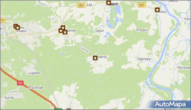 mapa Czarna gmina Zabór, Czarna gmina Zabór na mapie Targeo