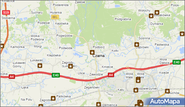 mapa Czarna powiat łańcucki, Czarna powiat łańcucki na mapie Targeo