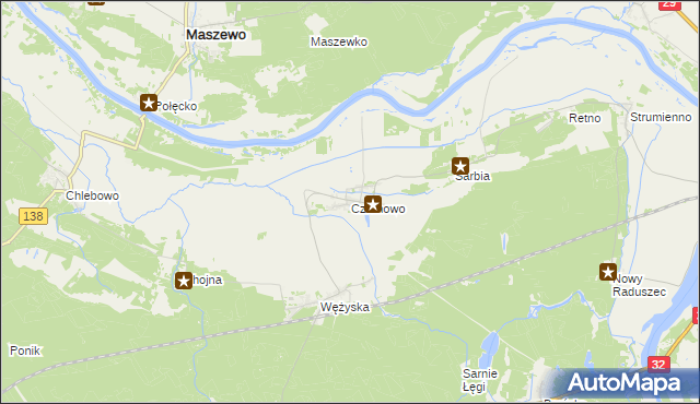 mapa Czarnowo gmina Krosno Odrzańskie, Czarnowo gmina Krosno Odrzańskie na mapie Targeo