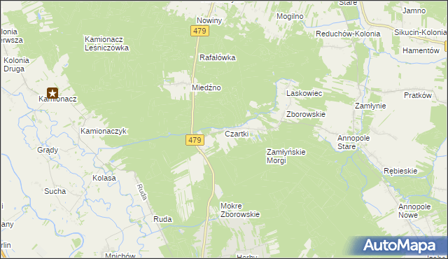 mapa Czartki gmina Sieradz, Czartki gmina Sieradz na mapie Targeo
