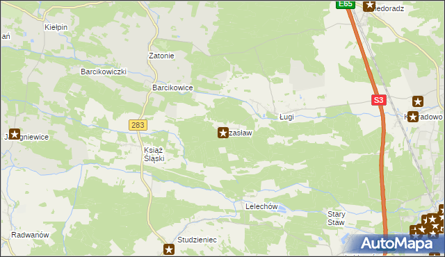 mapa Czasław gmina Otyń, Czasław gmina Otyń na mapie Targeo