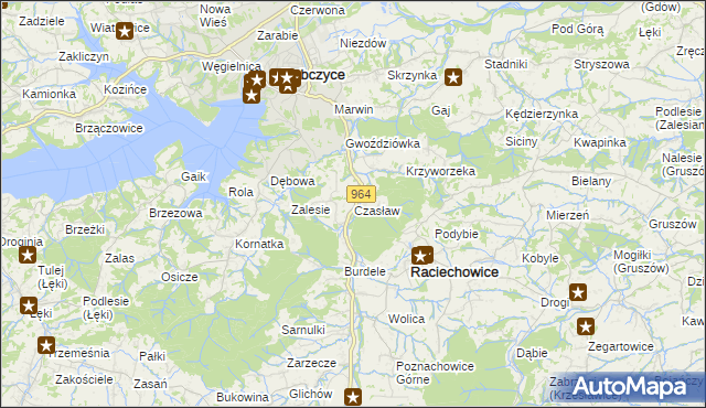 mapa Czasław gmina Raciechowice, Czasław gmina Raciechowice na mapie Targeo