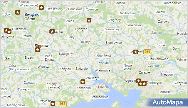 mapa Czechówka gmina Siepraw, Czechówka gmina Siepraw na mapie Targeo