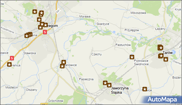 mapa Czechy gmina Jaworzyna Śląska, Czechy gmina Jaworzyna Śląska na mapie Targeo