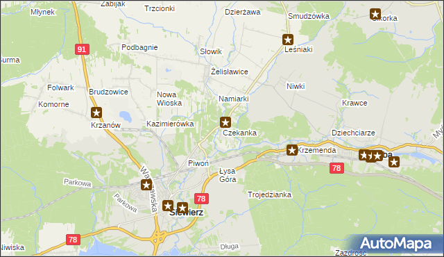 mapa Czekanka, Czekanka na mapie Targeo