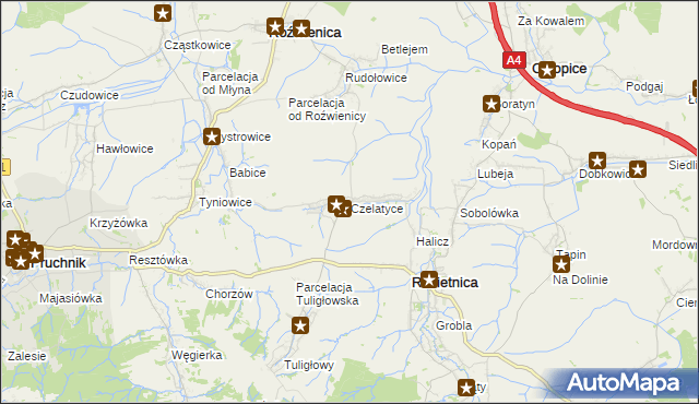 mapa Czelatyce, Czelatyce na mapie Targeo