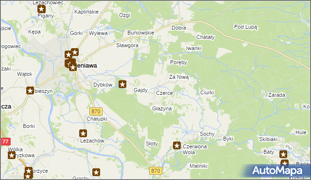 mapa Czerce, Czerce na mapie Targeo