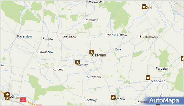 mapa Czermin powiat pleszewski, Czermin powiat pleszewski na mapie Targeo