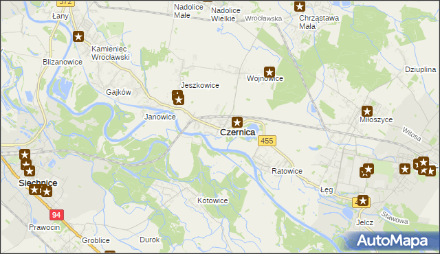 mapa Czernica powiat wrocławski, Czernica powiat wrocławski na mapie Targeo