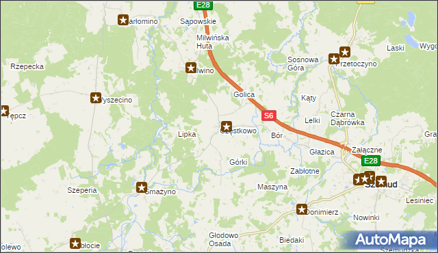 mapa Częstkowo gmina Szemud, Częstkowo gmina Szemud na mapie Targeo