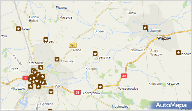 mapa Częszyce, Częszyce na mapie Targeo