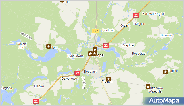 mapa Człopa, Człopa na mapie Targeo