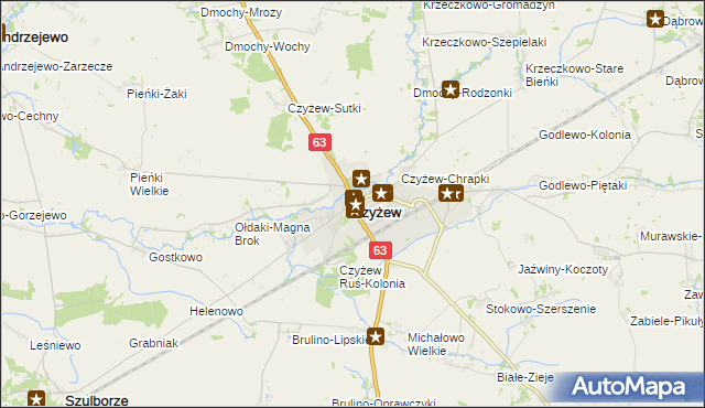 mapa Czyżew powiat wysokomazowiecki, Czyżew powiat wysokomazowiecki na mapie Targeo