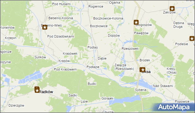 mapa Dąbie gmina Włoszczowa, Dąbie gmina Włoszczowa na mapie Targeo