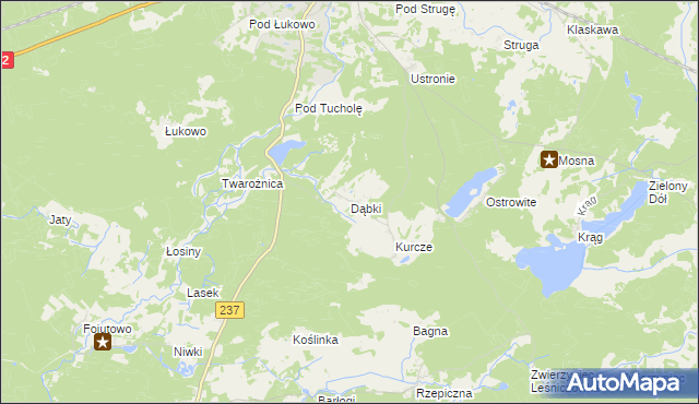 mapa Dąbki gmina Czersk, Dąbki gmina Czersk na mapie Targeo